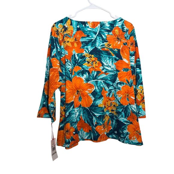Ruby Rd Blouse Women's 1X Round Neck Floral Colorful Artsy Top Shirt NWT - Picture 6 of 10